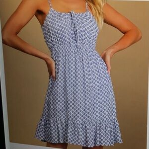 Blue and White Mini Dress